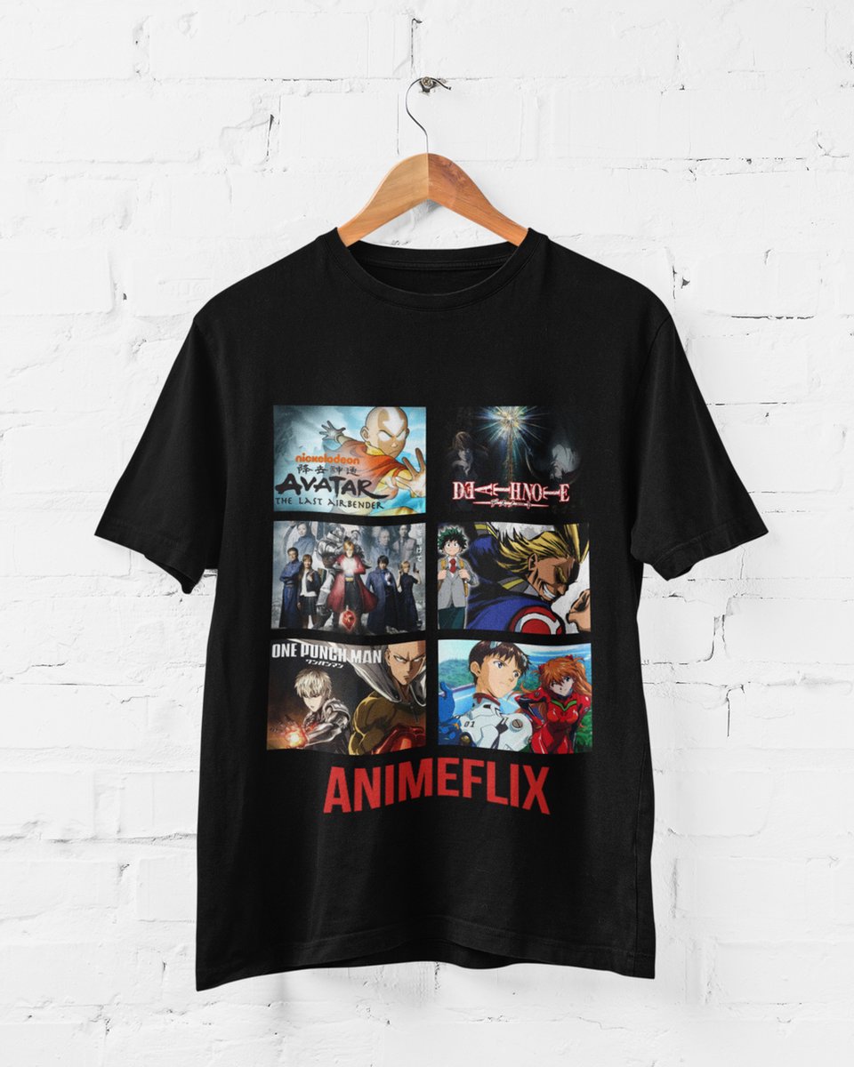 Feel Free Design | Animeflix T-shirt | Netflix | Anime | Cosplay | 100% Organisch Katoen | Zwart| Maat L